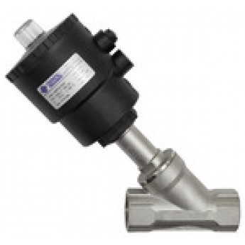 RIEGLER 133206 Клапан с наклонным шпинделем, поршневой привод, нормально закрытый, нержавеющая сталь, G 1/2 3363.01 419833