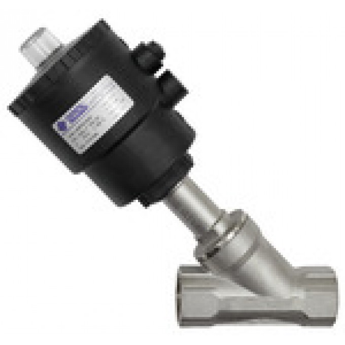 RIEGLER 133206 Клапан с наклонным шпинделем, поршневой привод, нормально закрытый, нержавеющая сталь, G 1/2 3363.01 419833