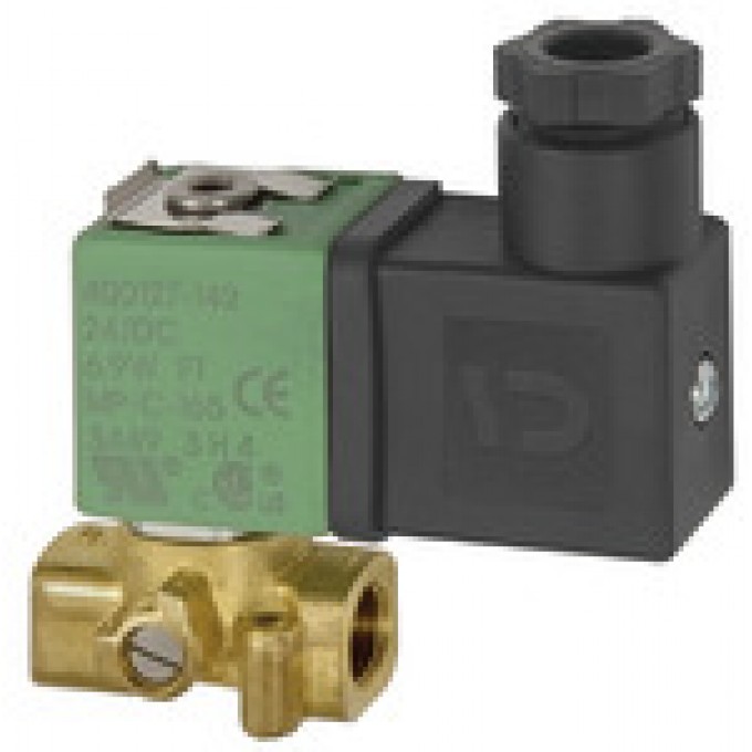 RIEGLER 102962 3/2-ходовой соленоидный клапан, латунь, нормально закрытый, 24 В постоянного тока, FKM, G 1/8 107.12 419933
