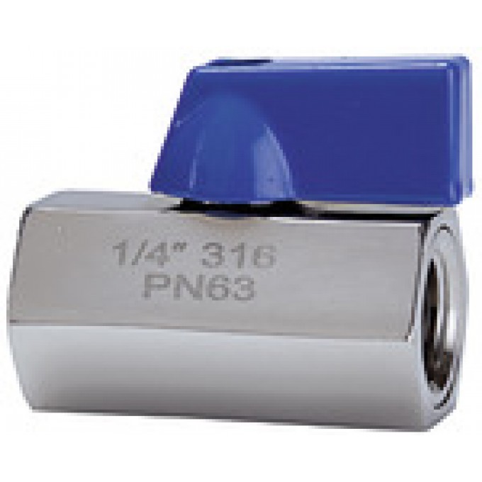 RIEGLER 103489 Миниатюрный шаровый кран, нержавеющая сталь 1.4401, IT/IT, G 1/4, DN 7 376.01-ES 420003