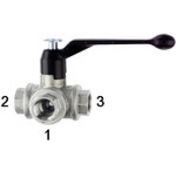 RIEGLER 103390 3-ходовой шаровый кран, L-образное отверстие, никелированная латунь, Rp 2, DN 50 1083 H 420062