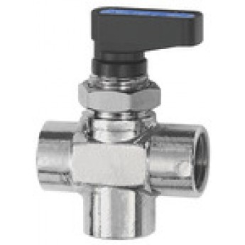 RIEGLER 103367 3-ходовой миниатюрный шаровый кран, Т-образное отверстие, хромированная латунь, G 1/4 IT 382.02 420069