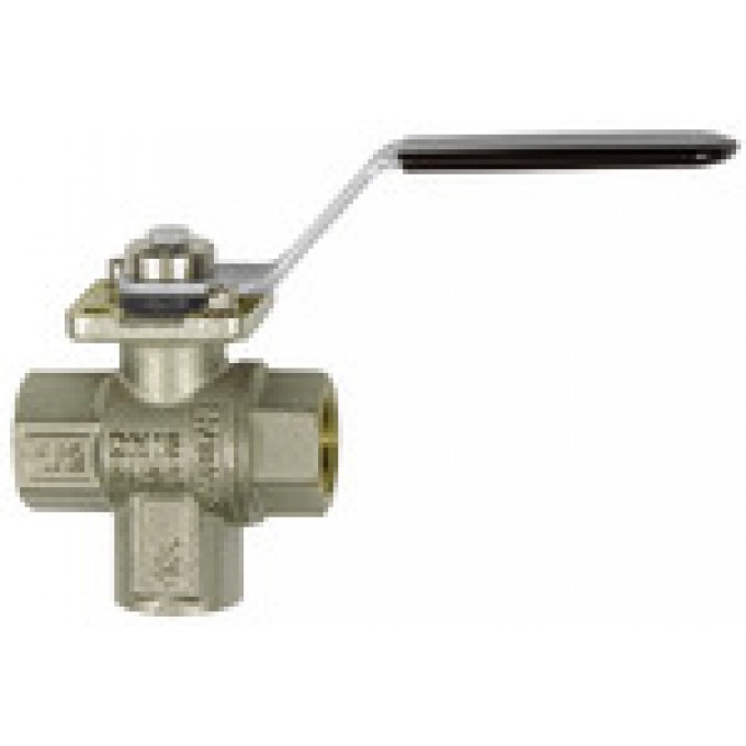 RIEGLER 136338 3-ходовой шаровый кран, никелированная латунь, Т-образное отверстие, Rp 1 1086 E 420071
