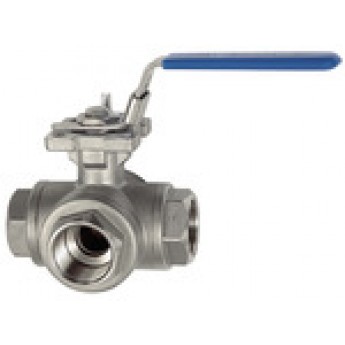 RIEGLER 135924 3-ходовой шаровый кран, L-образное отверстие, нержавеющая сталь 1.4408, G 1, DN 20 11081 E-ES 420072