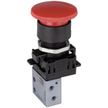 RIEGLER 106415 3/2-ходовой миниатюрный клапан, ручная аварийная кнопка, аварийная остановка, нормально закрытый 4мм боковой 512.703 420095