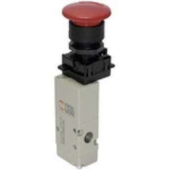 RIEGLER 106428 3/2-ходовой клапан с ручным управлением, аварийная кнопка, аварийная защелка, нормально закрытый, моностабильный G1/8 515.701 420109