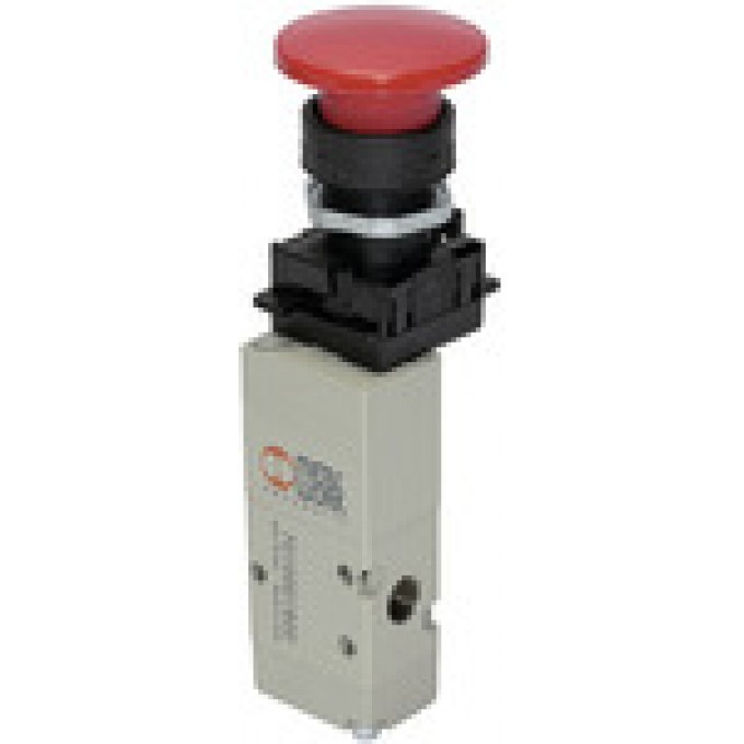 RIEGLER 106427 3/2-ходовой клапан, с ручным управлением, аварийная кнопка, нормально закрытый, моностабильный, G 1/8 515.601 420110