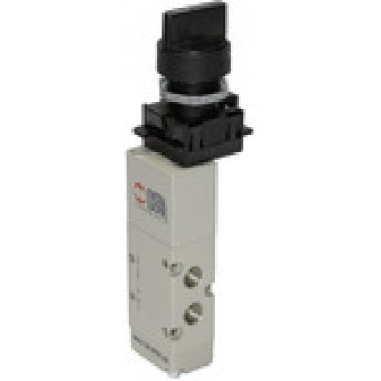 RIEGLER 106431 5/2-ходовой клапан, с ручным управлением,с вращающейся ручкой, короткий, моностабильный G1/8 позиция клапана 2 515.411 420112