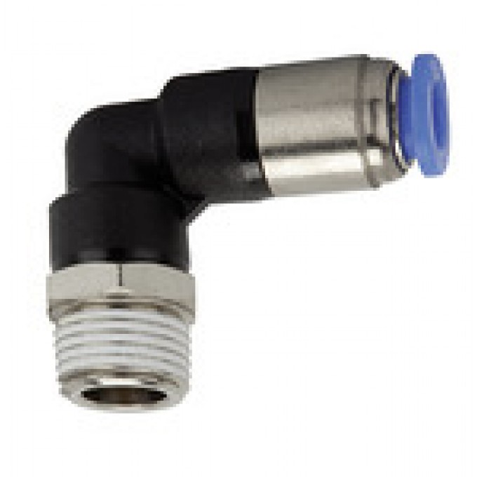 RIEGLER 110198 Вставной L-образный фитинг, серия Blue, самофиксирующийся, R 1/4 вн. 198.146 420440