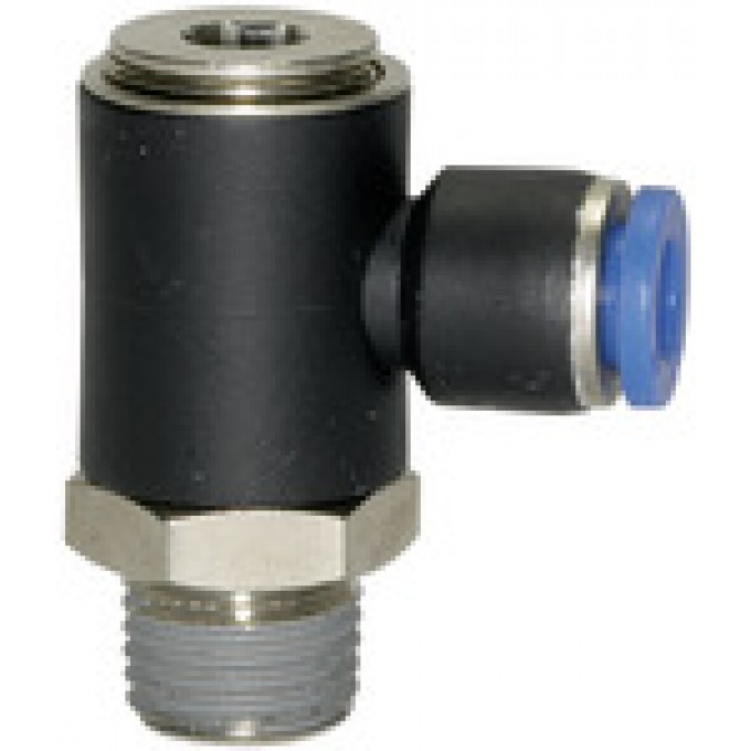 RIEGLER 109382 Вставной L-образный фитинг, серия Blue, вращающийся, R 1/4 вн. 163.014-4 420531