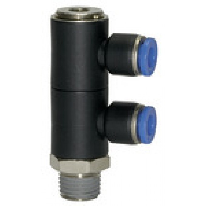 RIEGLER 109672 L-образный мультираспределитель, серия Blue, 2-двойной, вращающийся, R 1/2 вн. 164.012-8 420538