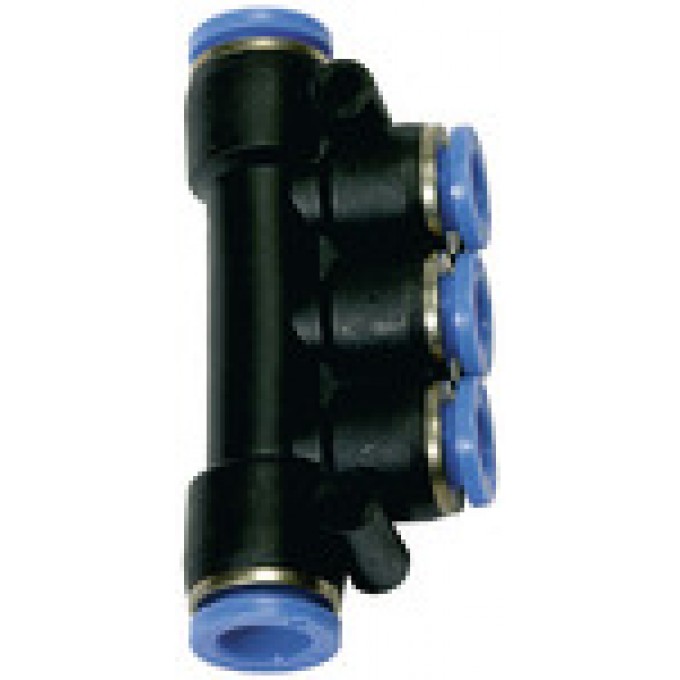 RIEGLER 109866 T-образный мультираспределитель, штекерный разъем серия Blue шланг O 2x6/3x4 146.0604 420546