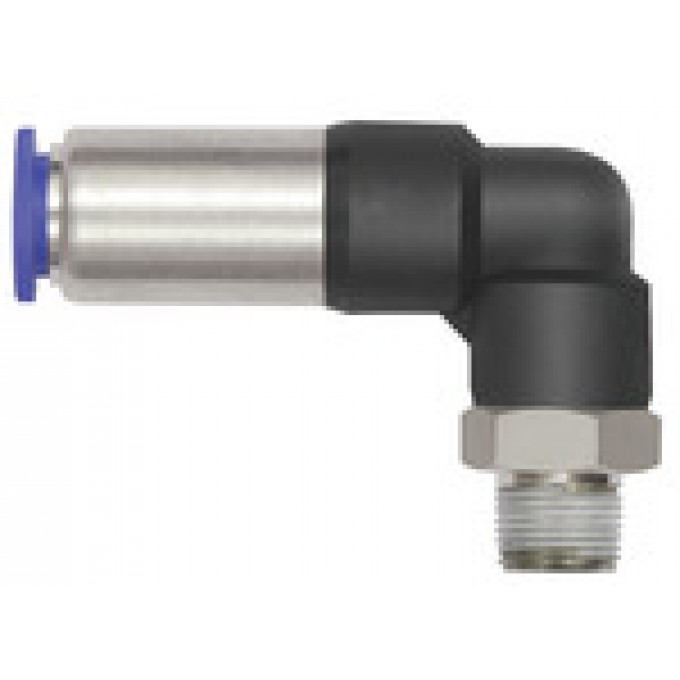 RIEGLER 151349 Вставной L-образный фитинг, серия Blue, самофиксирующийся, R 1/8 вн. 198.188-1 420609