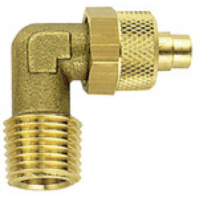 RIEGLER 110465 Угловой ввинчиваемый фитинг, R 1/8 вн., для шланга 6/4 мм, AF 8, латунь 13.111 420679