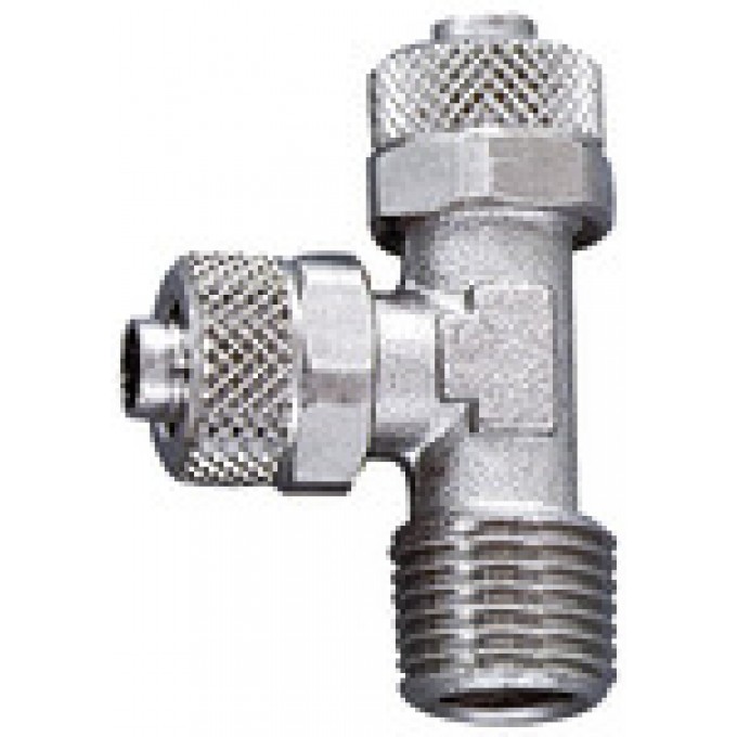 RIEGLER 110628 L-образный ввинчиваемый фитинг,R 1/4 вн., для шланга 6/4 мм, никелированная латунь 15.114-6 420682