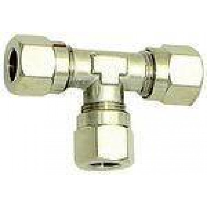 RIEGLER 112040 Т-образный фитинг, внешний диаметр трубы O 4 мм, AF 9, никелированная латунь N 130 420792